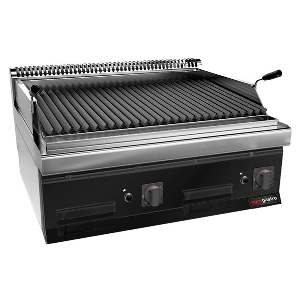 Grelhador de pedra lávica a gás (14 kW) - Grelha de grelhar inclinável