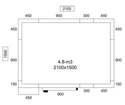 Paslanmaz Çelik Panel Tip Soğuk Oda 0/+8 °C - 2100x1500mm - 4,80m³ - dahil: soğutma ünitesi