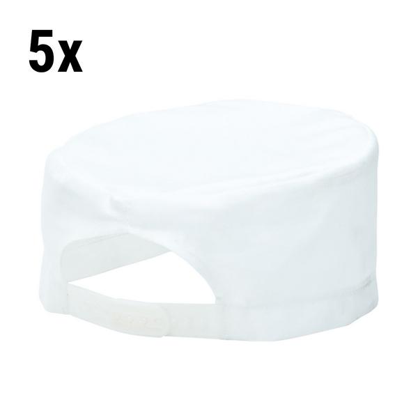 (5 pcs) Chef Skull Cap - White