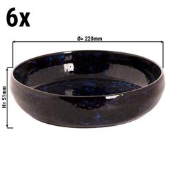 (6 pieces) Bama Blue Stoneware Deep Soup/Pasta Bowls – Blue - Ø 22 cm - Dishwasher Safe