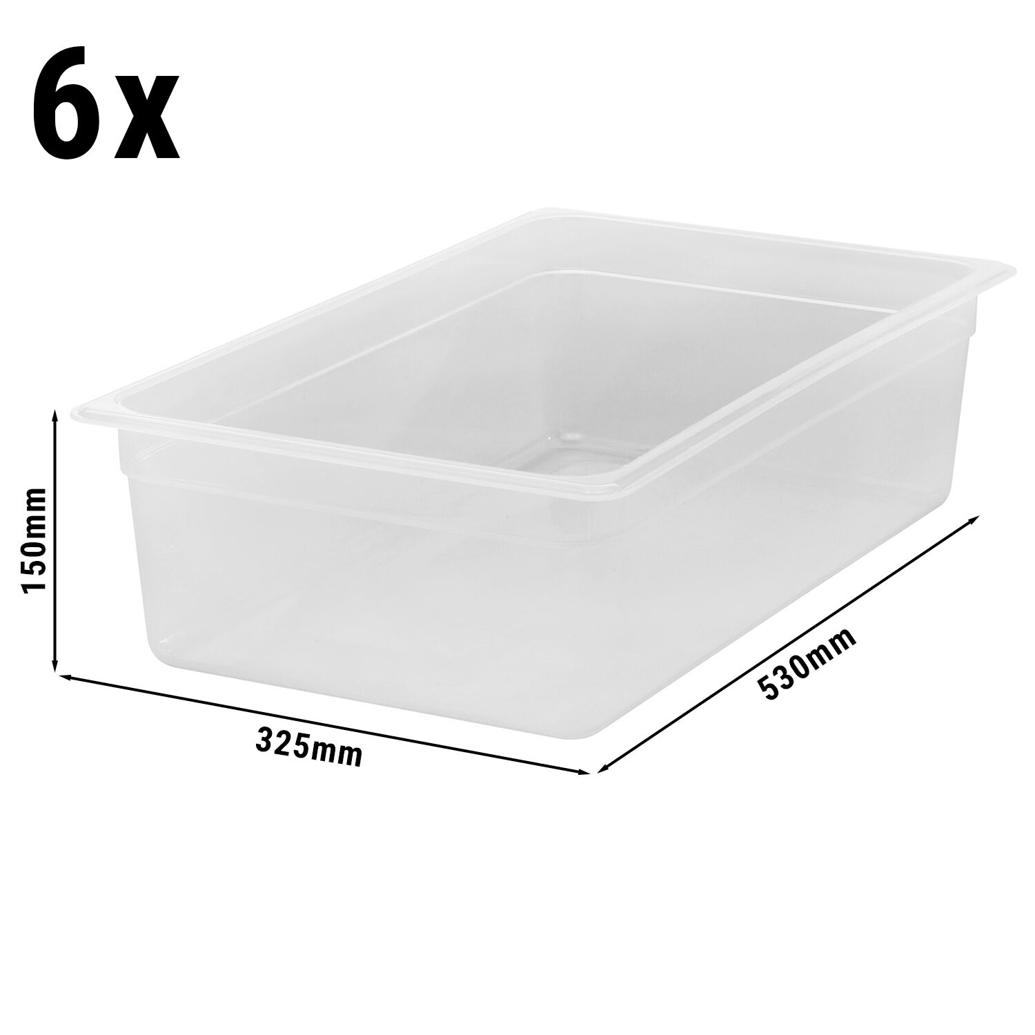 (6 pièces) CAMBRO | Bac GN 1/1 en polypropylène – translucide – Hauteur : 150 mm
