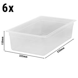 (6 pezzi) CAMBRO | Contenitore GN 1/1 in polipropilene - semi-trasparente - Altezza: 150 mm