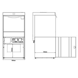 Lavastoviglie professionale sottobanco - Elettronica - 6,0kW - con dosatori detergente e brillantante + pompa di scarico