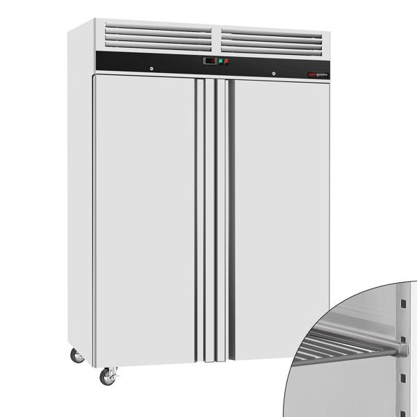 Upright Fridge Stainless steel ECO - 1180L - with 2 doors - On castors - Lockable