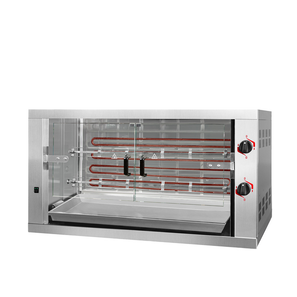 Elektrische kippengrill - 9,6 kW - met 2 spiesen voor 12 kippen