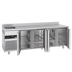 Koelwerkbank PREMIUM - 2360x700mm - met 4 deuren, 1 spoelbak links & achterwand