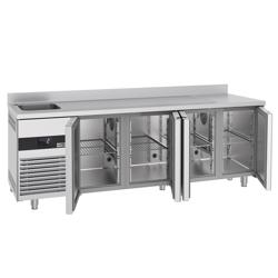 Chladicí stůl PREMIUM - 2360x720x970 mm - 540 l - s 4 dveřmi - zadní lem