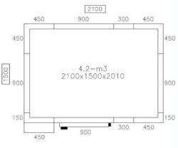 Câmara de congelação - 2100x1500mm - 4,14m³ - incl. Unidade de congelação & Cortina de ripas em PVC