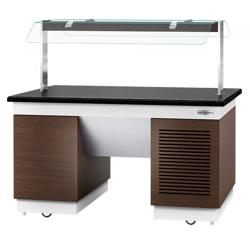 Buffet gekoeld DUBLIN - 1600mm - met gekoelde plaat & zwenkwielen