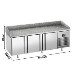 Pizzawerkbank PREMIUM PLUS - 1980x700mm - granieten werkblad - met 3 deuren