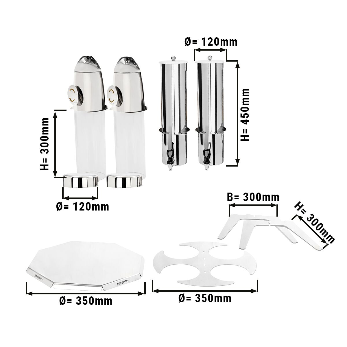 Distributeur de céréales & de lait professionnel - ROTATION - double - rotatif - Molette - Récipients en plastique - 2x 3,6L - Support en inox