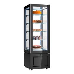Commercial upright glass door display fridge - 324L - 600mm - Double glazing - square - black front - with 5 glass shelves - 1 glass door front - Black