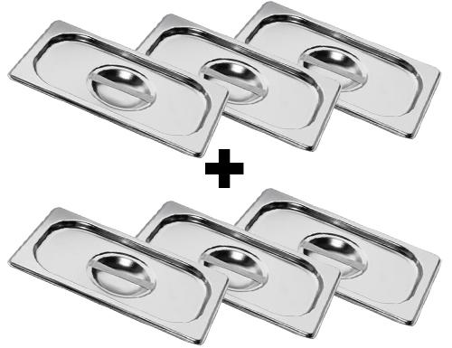 (6 stuks) RVS - GN-deksel GN 1/4 - hoogte: 7mm - 265x163mm