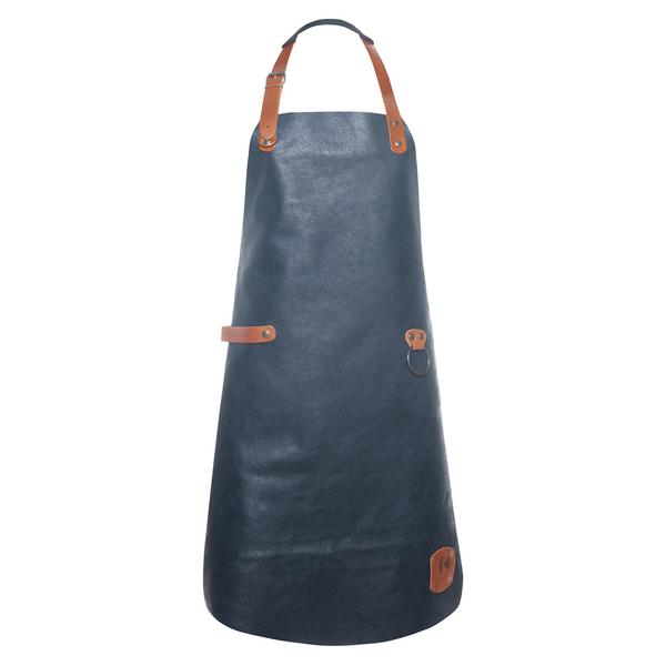 KARLOWSKY | Leather Bib Apron – Ink - 100% Cowhide - Adjustable Neck - Barista & Chef