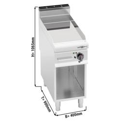 Fry Top Elettrico Professionale - piastra al cromo duro - 5,7 kW - Liscio - Superficie di cottura: 396x667mm - incl. sottotelaio