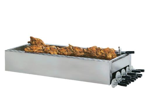Plateau d'égouttage pour poulet avec support de brochette pour rôtissoires - 1098x480x160mm - Inox