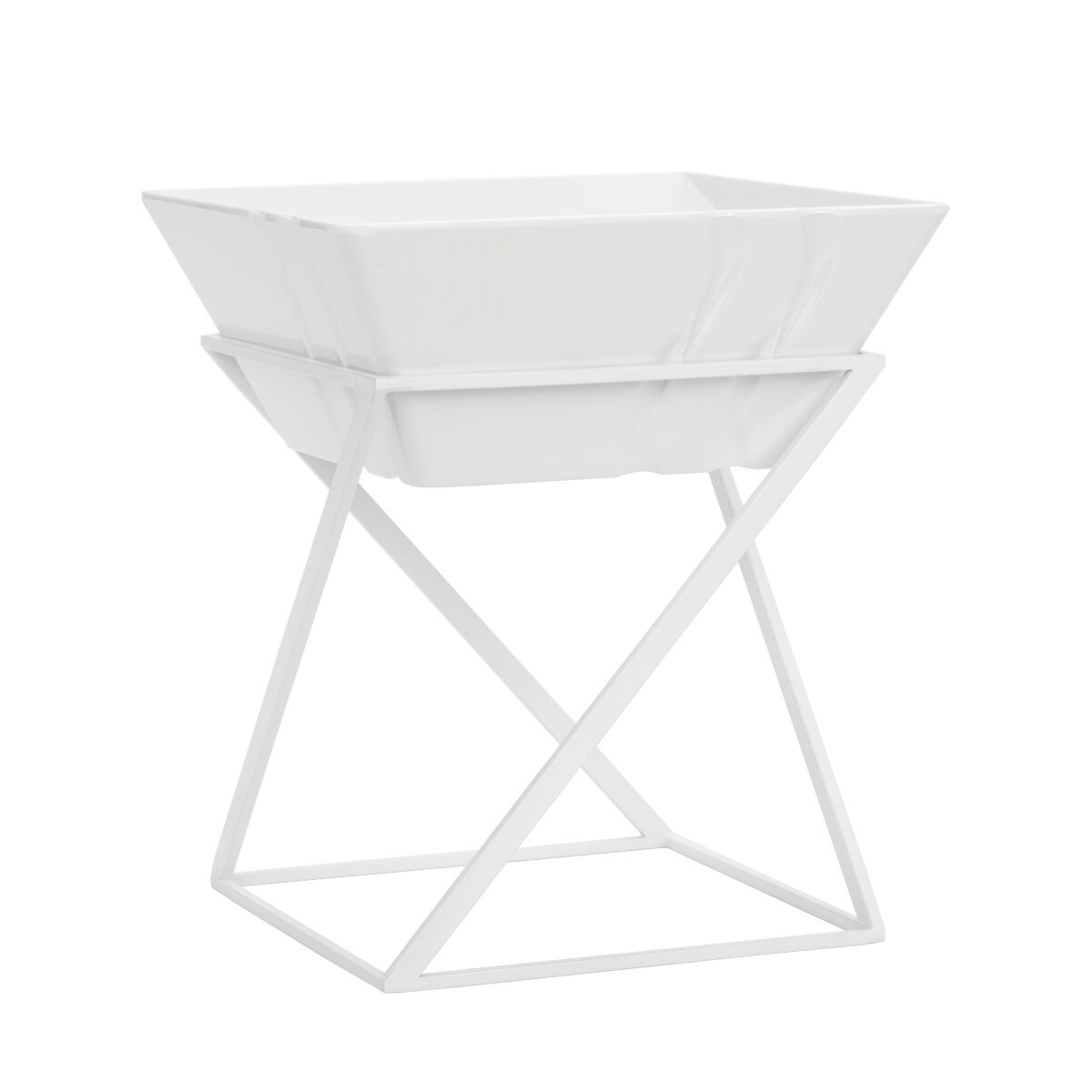 Présentoir buffet / étagère - blanc - incl. 1 bol en mélamine - rectangulaire