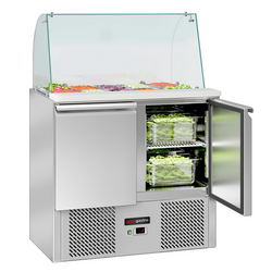 Saladette ECO - 900mm - 2 deuren - met hoge glazen opzetstuk voor 2x GN 1/1 & 3x GN 1/6