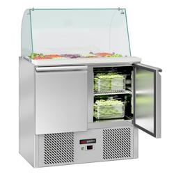 Commercial Saladette Counter ECO - 900mm - 240L - 2 doors - with glass canopy for 2 x GN 1/1 & 3 x GN 1/6