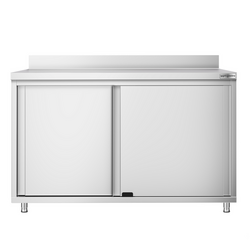 Työpöytäkaappi PREMIUM ruostumattomasta teräksestä - 1200x800mm - liukuovella ja jalustalla	