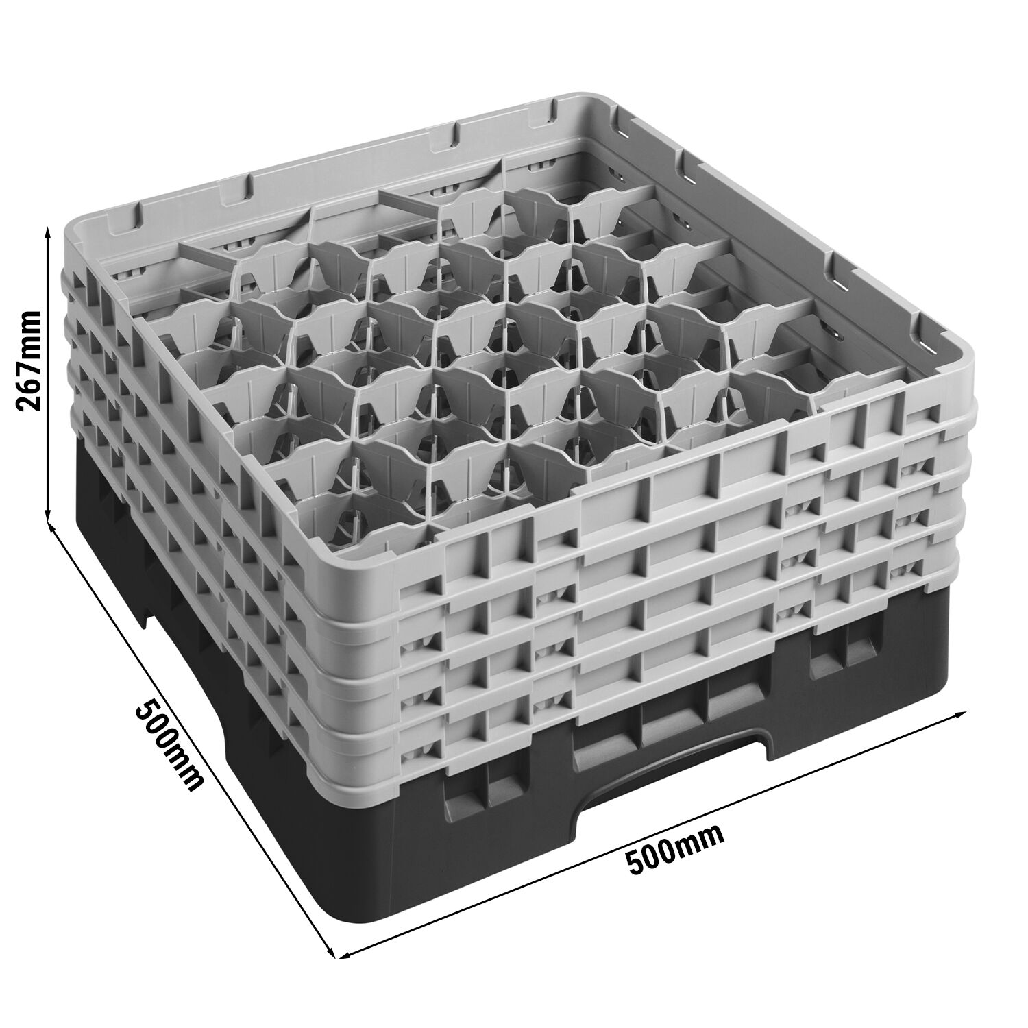 CAMBRO | CAMRACK® Glassware Dishwasher Rack – Black – H 267 mm – For max Ø98 mm