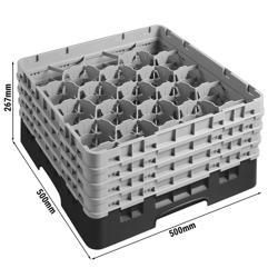 CAMBRO | CAMRACK® - Glazenwasmand 1/1 - 20 vakken - met 4 verlengstukken - 500x500mm - Zwart