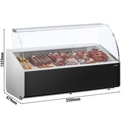 Comptoir vitrine réfrigérée - 2506x979mm - +2/+6°C - 512L - Façade noire