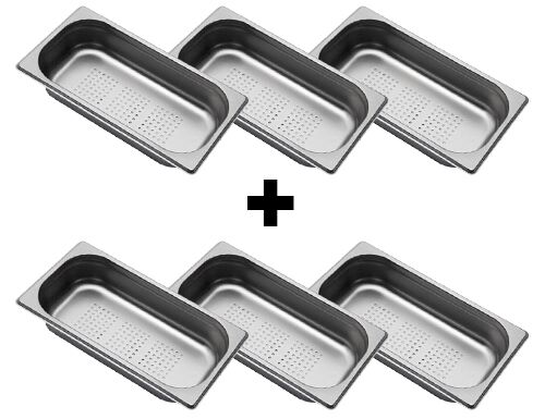 GN kantiner i rostfritt stål 1/3 - perforerad - djup: 65 mm