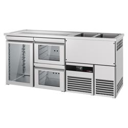 Barkoelkast PREMIUM - 1950x700mm - 1 glazen deur & 2 laden