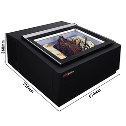 Vitrină de masă pentru înghețată - 670 x 750 mm - negru