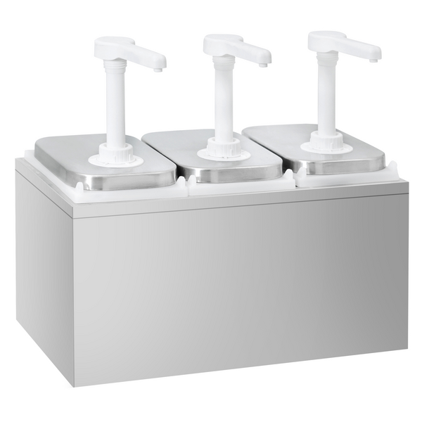 Distribuidor de molhos - 3x 2 litros - incl. suporte em aço inoxidável