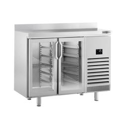Commercial Refrigerated Back Bar Counter PREMIUM PLUS - 1468x700mm - 305L - with 2 Hinged Glass Doors, upstand & locks - Stainless Steel