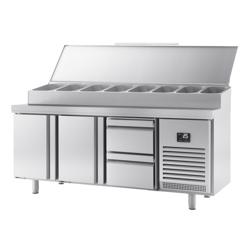 Mesa saladette de preparación - 1960x600mm - con 2 puertas y 2 cajones - para 11x GN 1/4