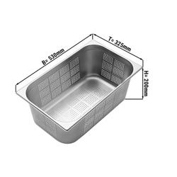 Commercial Gastronorm GN 1/1 Stainless Steel Tray – 198 mm Depth - Perforated - 327 x 531 mm