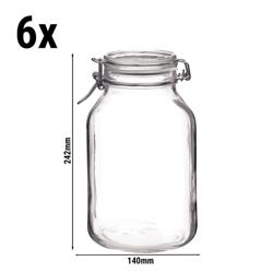 (6 pcs) Bocal hermétique Bormioli Rocco - DUBLIN - 3L - fermeture à étrier