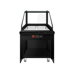 Warm buffet TORONTO - 800mm - houten front - voor 2x GN 1/1 - zwart granieten werkblad
