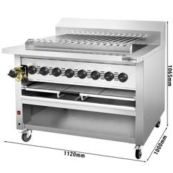 Griglia ad alte prestazioni a gas - 36,2kW - Su mobile - Acciaio inox - per 15 spiedi a rotazione automatica - per Adana e Shish Kebab