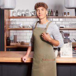 (6 pieces) KARLOWSKY | Urban Look Chef Bib Apron – Pebble Grey - Cross-Back - 700×850 mm