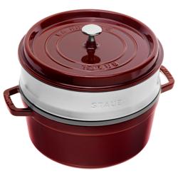 STAUB | LA COCOTTE - Кокотниця зі вставкою для приготування на пару - Ø 260 мм - Чавунна - Гренадиново-червона