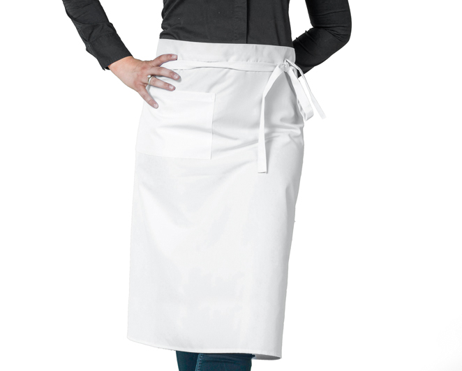 (5 bucăți) Șorț bistro - alb - lungime: 90 cm