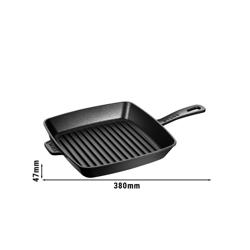 STAUB | Pure Grill Square Cast Iron Grill Pan – 26x26 cm - Black - American Grill, Enamelled Interior