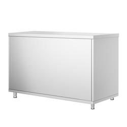 Edelstahl Arbeitsschrank PREMIUM - 1200x600mm - mit Schiebetür ohne Aufkantung