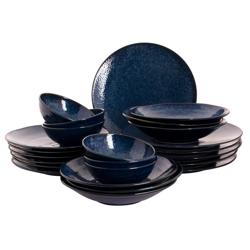 (24 unid) KIRYU - Conjunto de louça em Porcelana - Azul - Ø275mm; Ø235mm; Ø220mm; Ø140mm