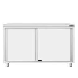 Paslanmaz Çelik Dolaplı Çalışma Tezgahı ECO -1400x600mm  - Sürgü Kapılı