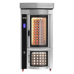 Roterande Gas Bageri Varmluftsugn - Silver - Pekskärm - 10x EN 600x400 - inkl. Jässkåp