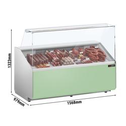 Soğuk Teşhir Dolabı - 1568x979mm - 2 kapılı - düz camlı panorama ön - dijital termostat - ön panel açık yeşil