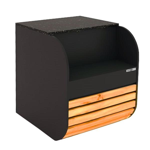 Kassa-sectie - 800x820mm - houten front - granit werkblad zwart