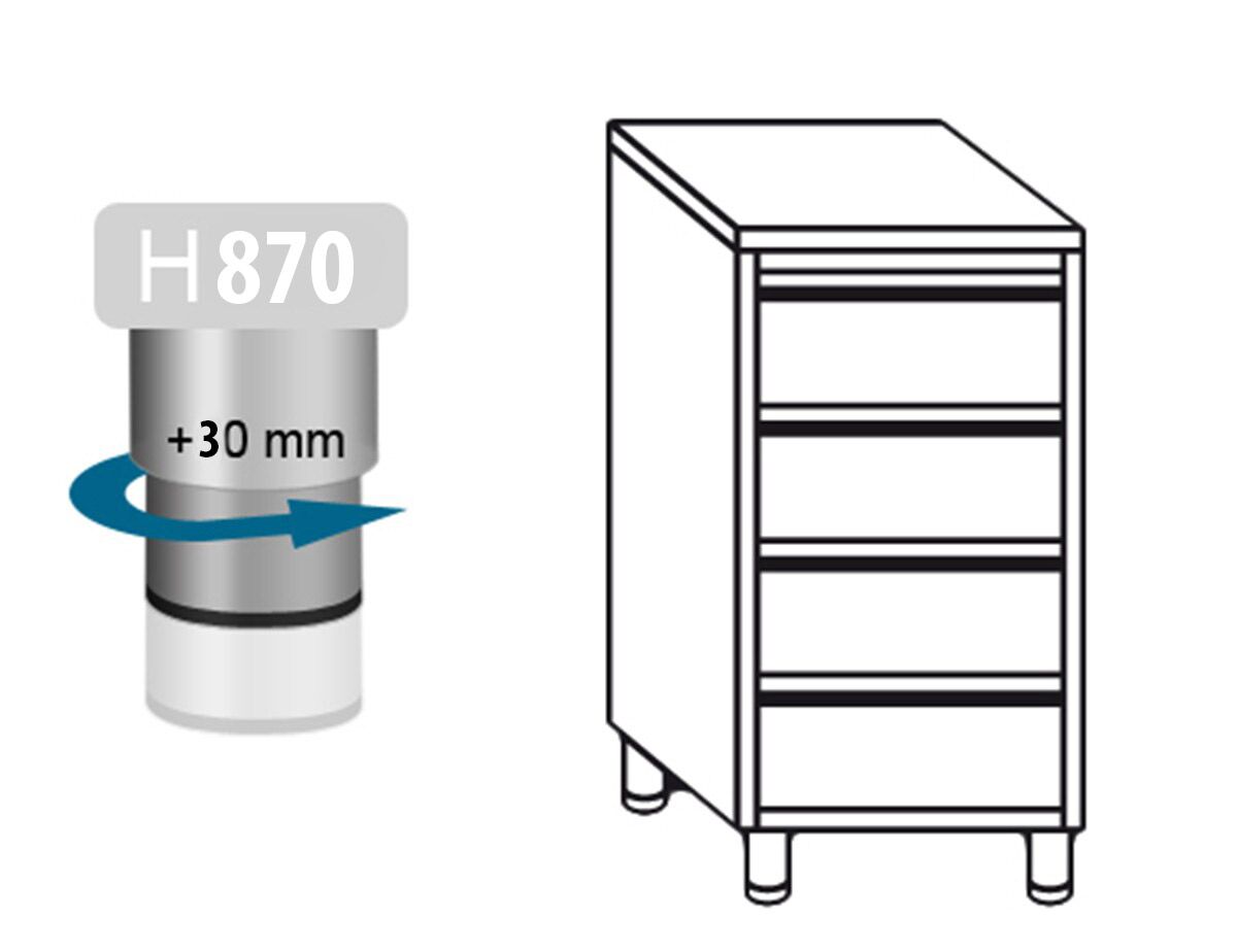 Meuble bas à tiroirs PREMIUM - Acier inoxydable - avec 4 tiroirs - 500x600mm
