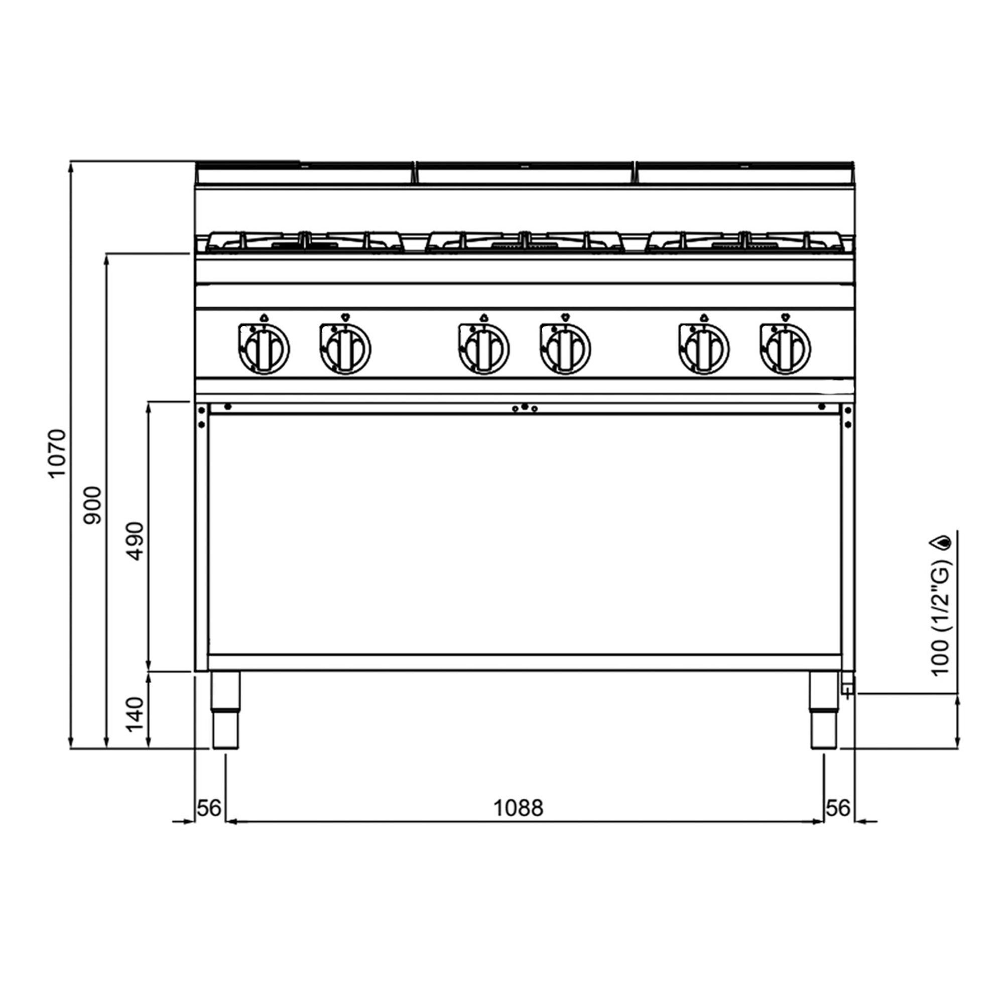 Fourneau à gaz – 31,5 kW – 6 brûleurs