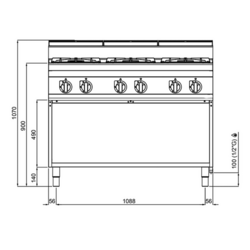 Gas Stove - 31,5 kW - 6 Burners